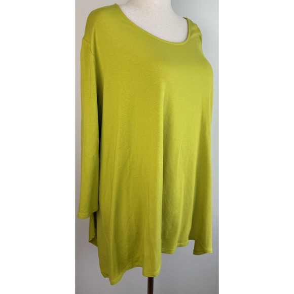 Chalet et Ceci Artsy Lagenlook Asymmetic Hem 3/4 Sleeve Tunic Bamboo B52402 - Picture 2 of 11